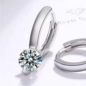 14K White Gold Plated Moissanite 1 CT TW Hoop Earrings